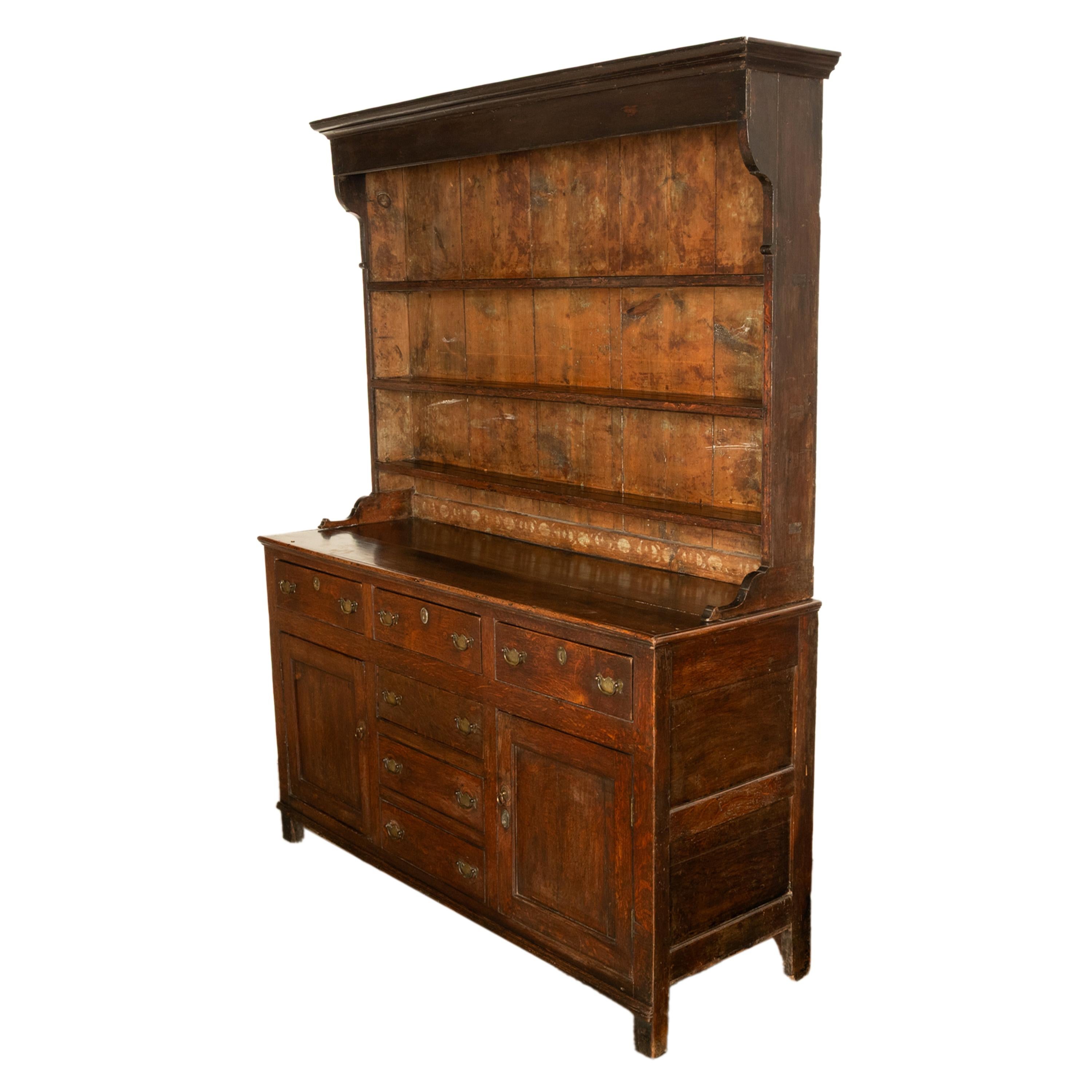 Antique 18th Century Country Oak George III Welsh Dresser & Plate Rack 1780 For Sale 6