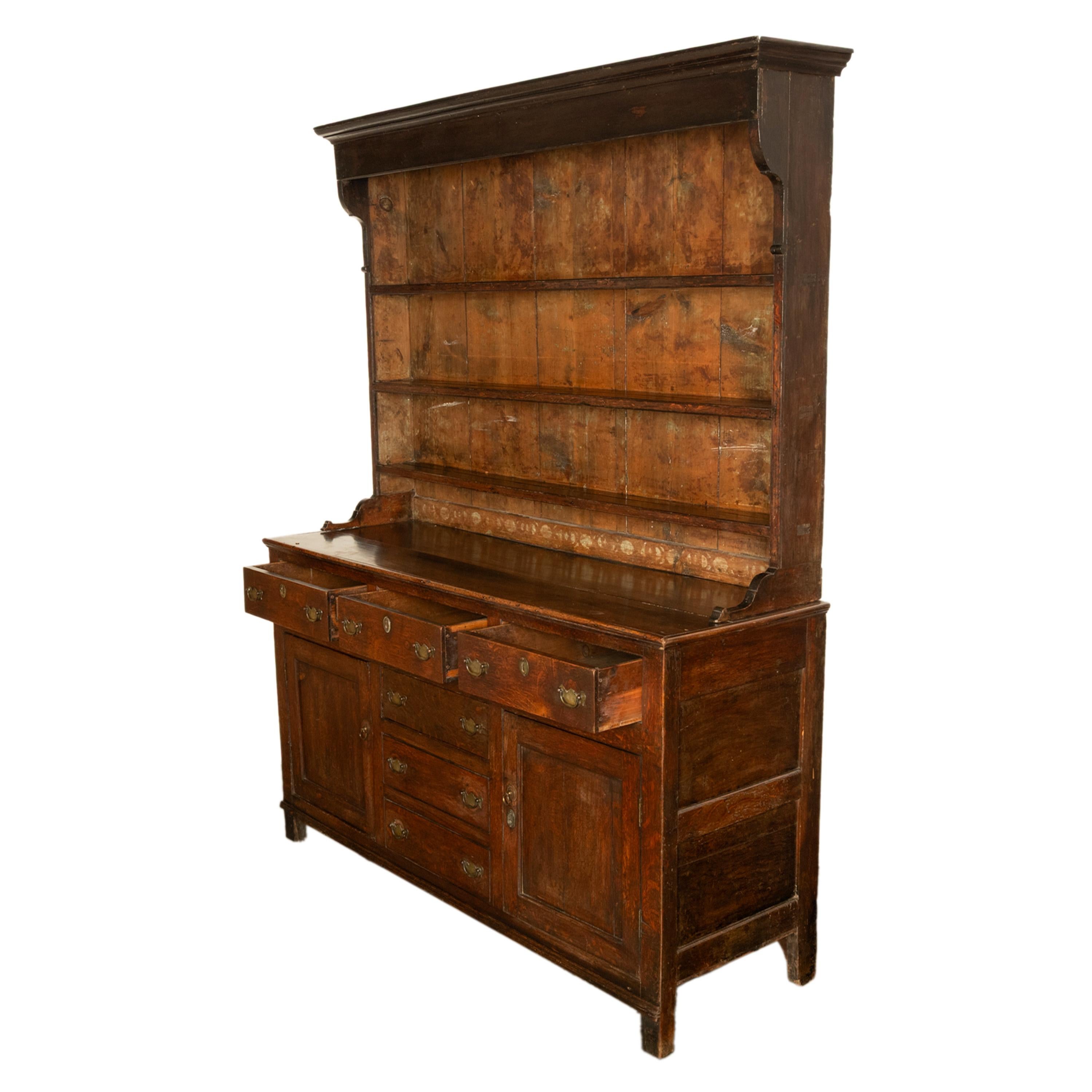 Antique 18th Century Country Oak George III Welsh Dresser & Plate Rack 1780 For Sale 7