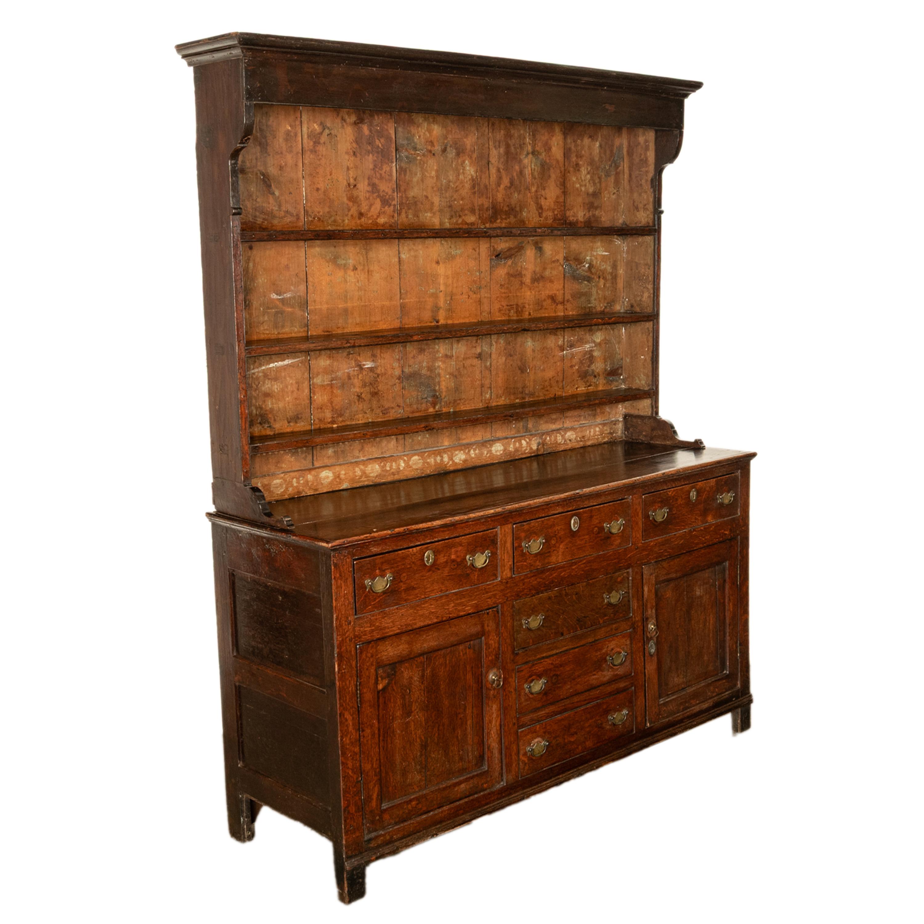 Antique 18th Century Country Oak George III Welsh Dresser & Plate Rack 1780 In Good Condition For Sale In Portland, OR