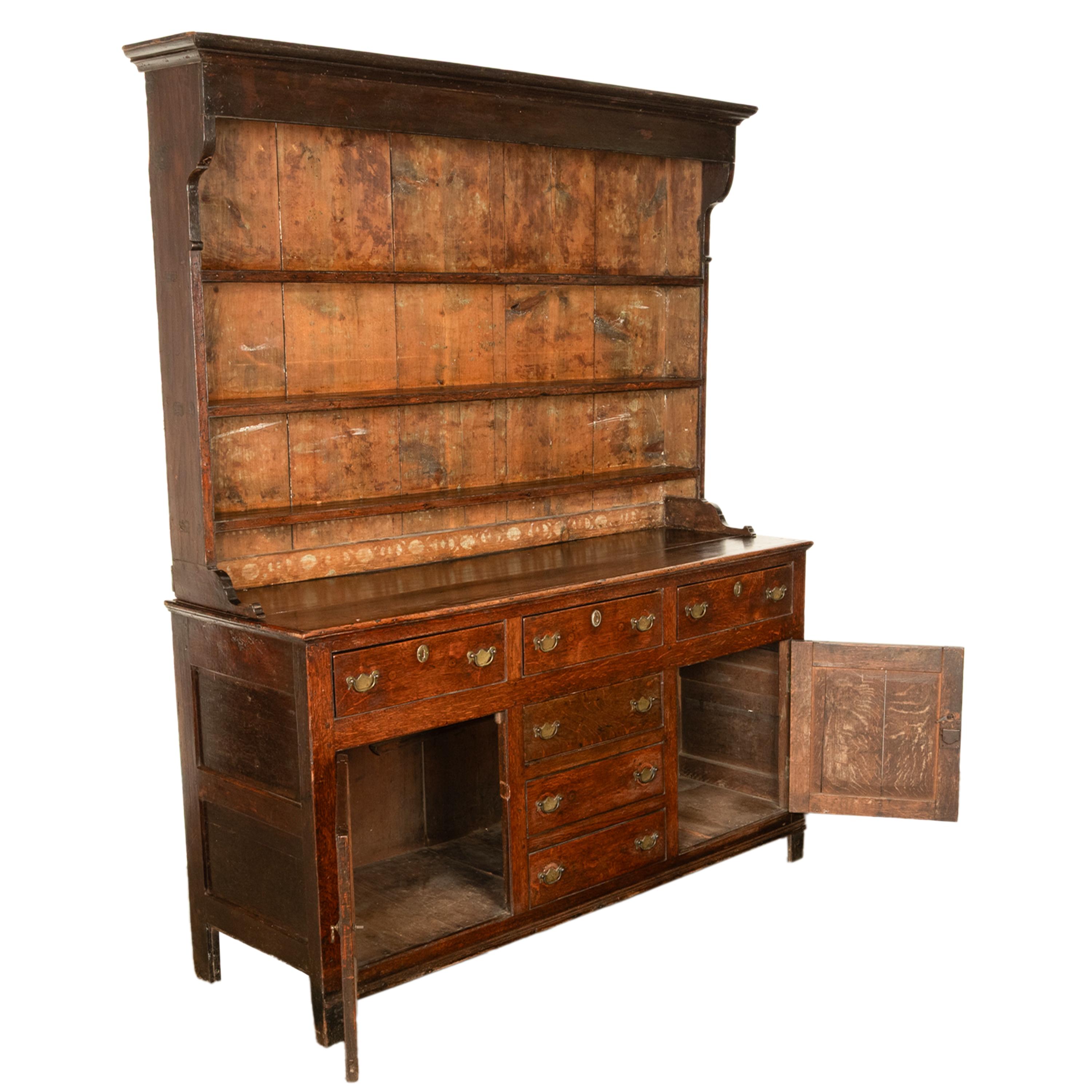 Antique 18th Century Country Oak George III Welsh Dresser & Plate Rack 1780 For Sale 1