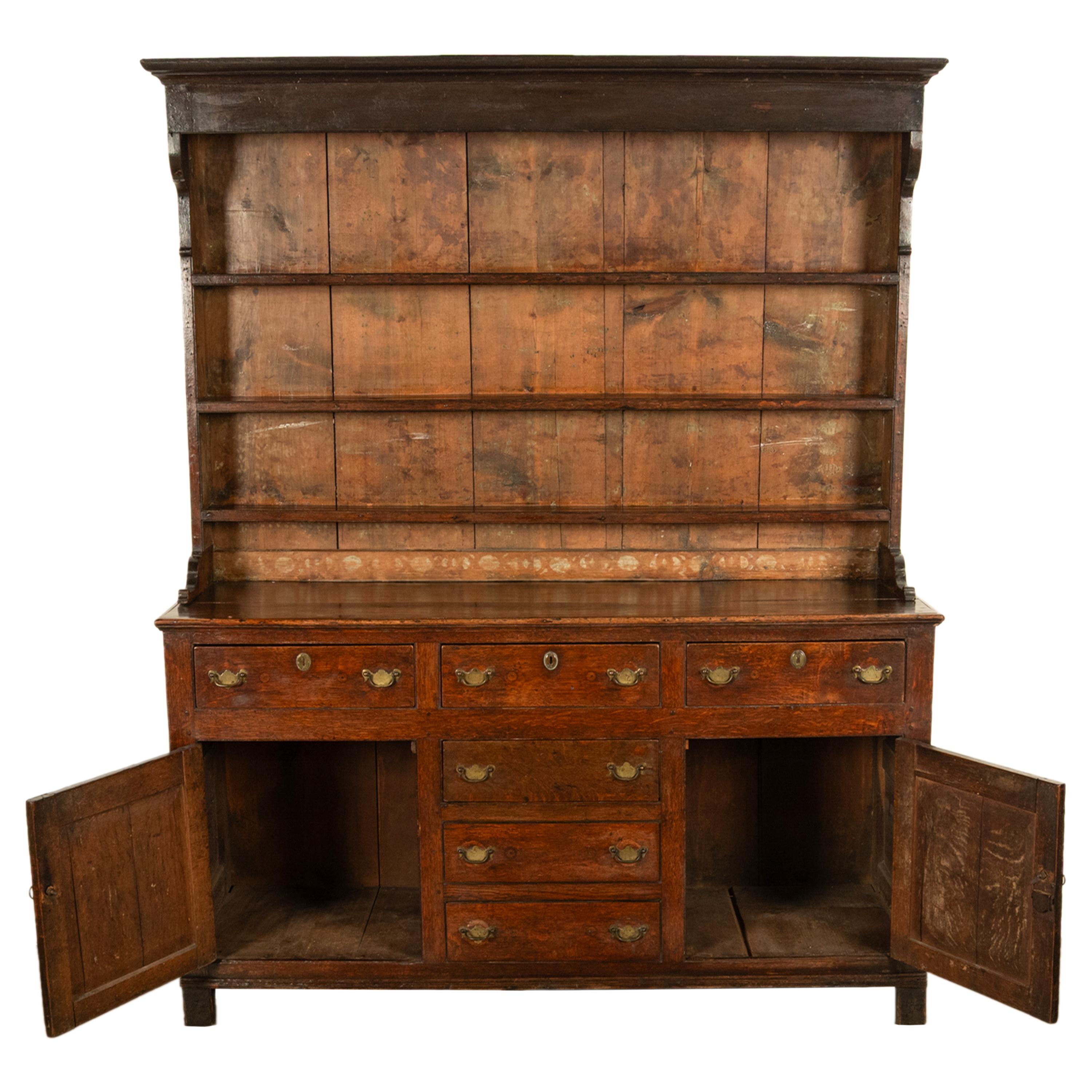 Antique 18th Century Country Oak George III Welsh Dresser & Plate Rack 1780 For Sale 2