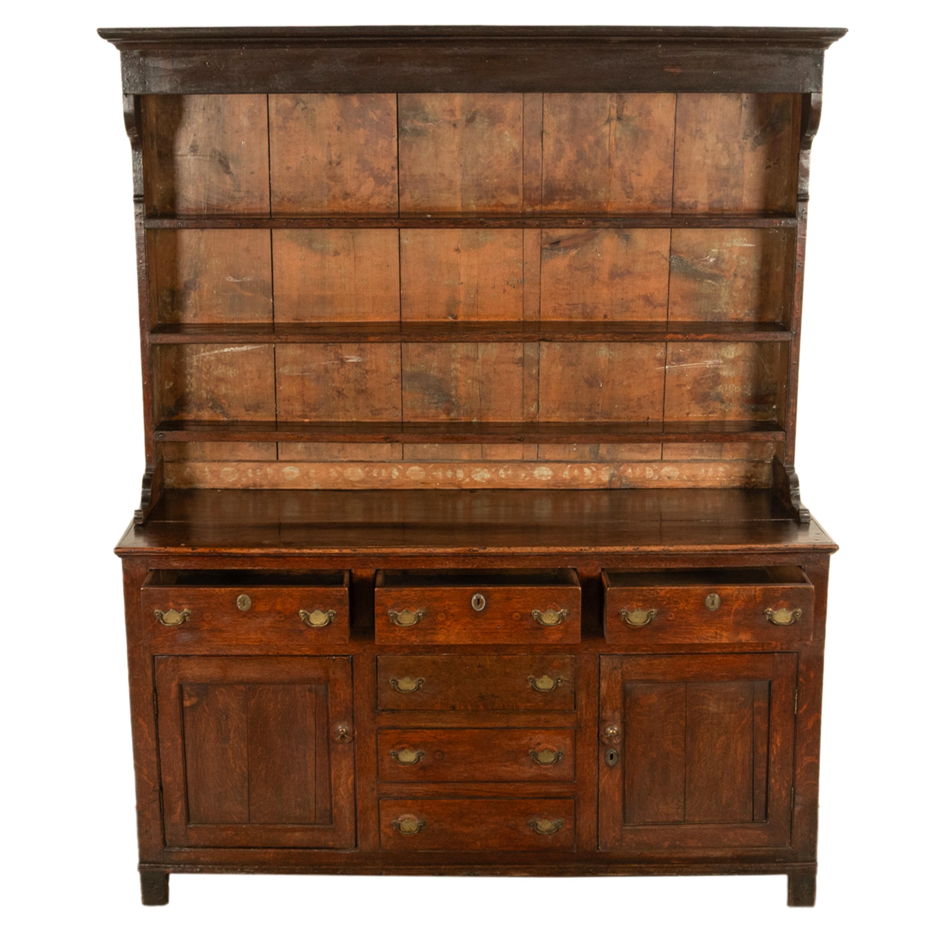 Antique 18th Century Country Oak George III Welsh Dresser & Plate Rack 1780 For Sale 3