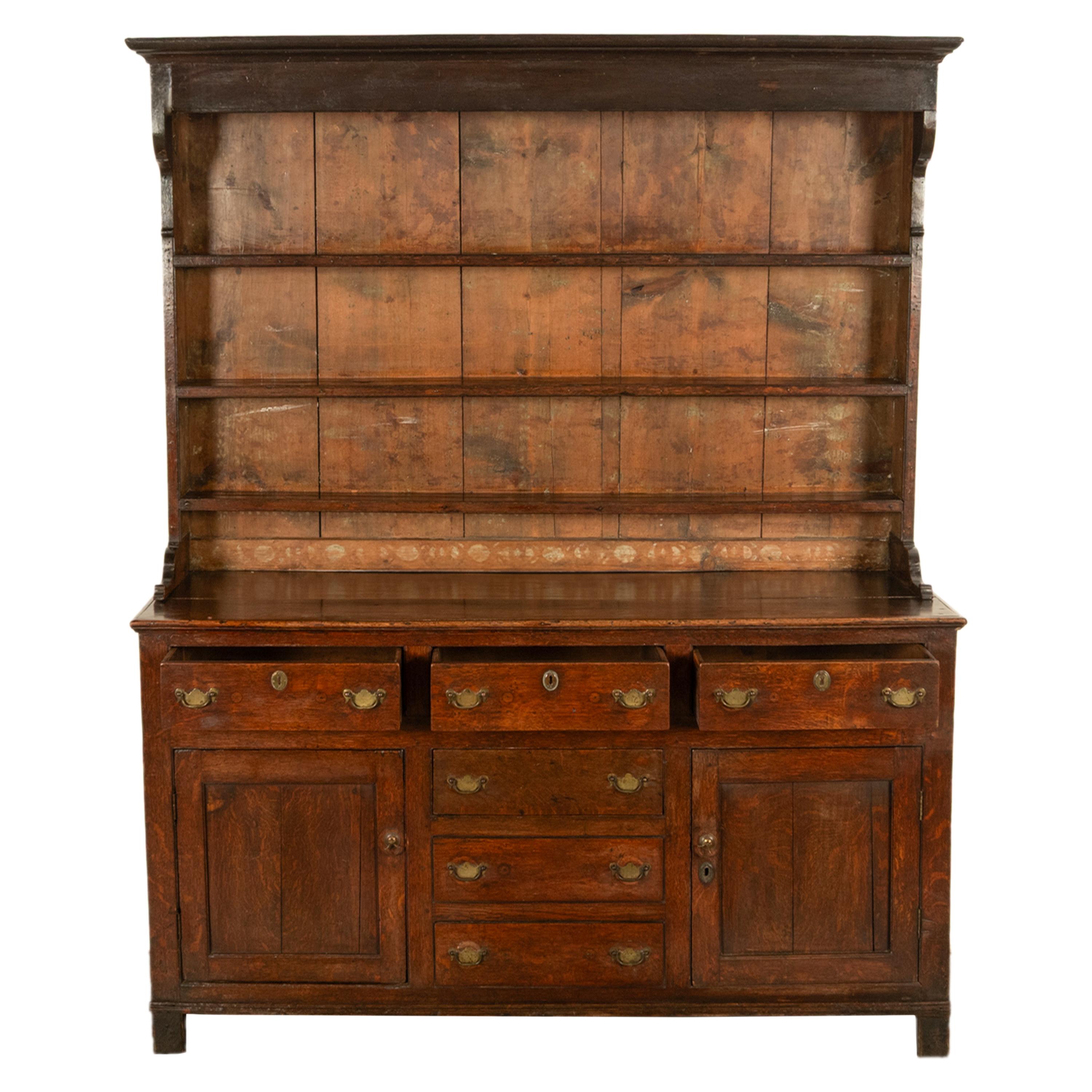 Antique 18th Century Country Oak George III Welsh Dresser & Plate Rack 1780 For Sale 4