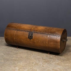 Antique 18th Century Cylindrical Coach Trunk