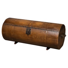 Antique 18th Century Cylindrical Coach Trunk