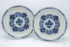 Antique 18th Century Delft blue and white plates by Johannes van Lockhorst