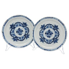 Antique 18th Century Delft blue and white plates by Johannes van Lockhorst