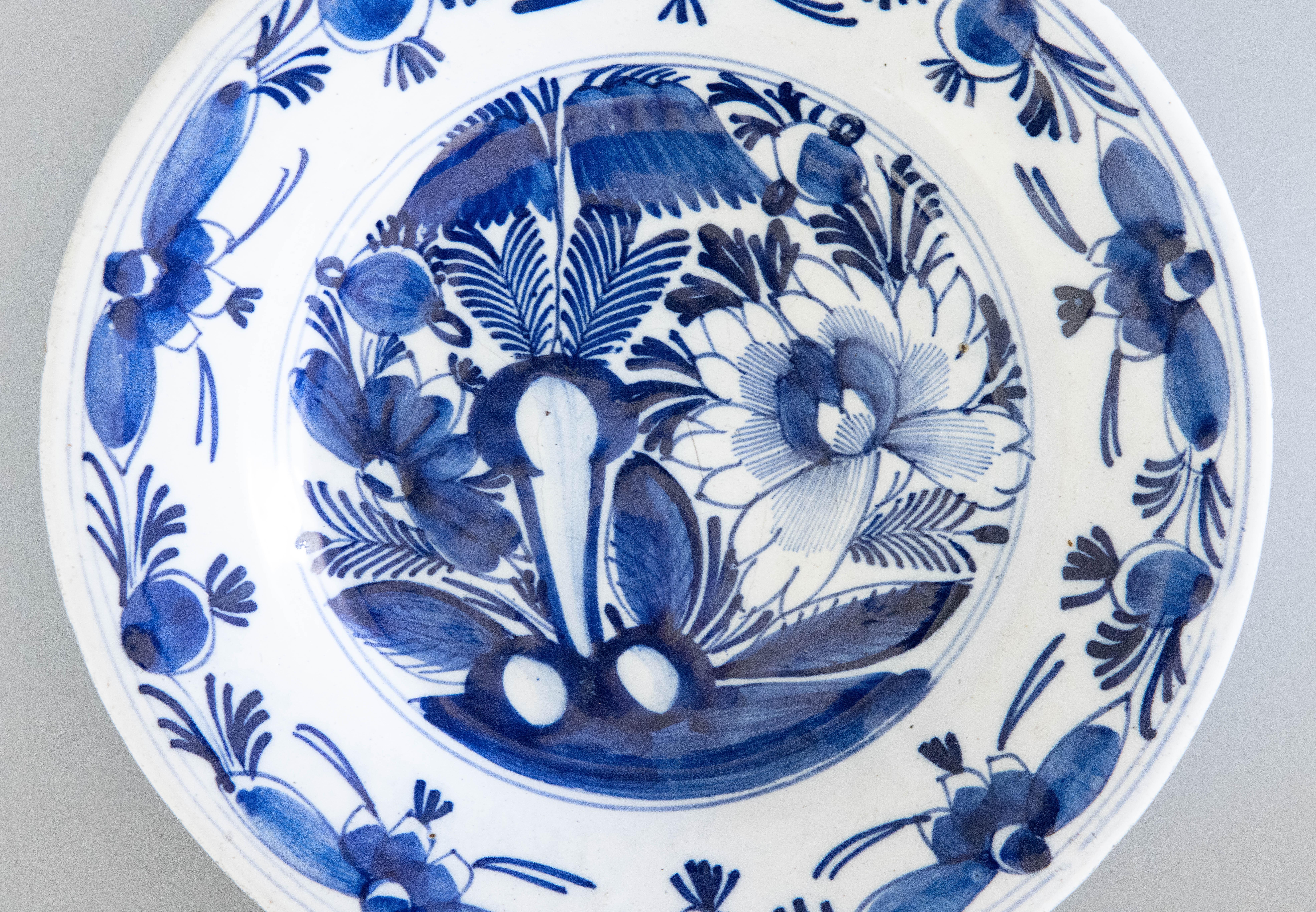 Antique 18th Century Delft Dutch Floral Plates - a Pair 1