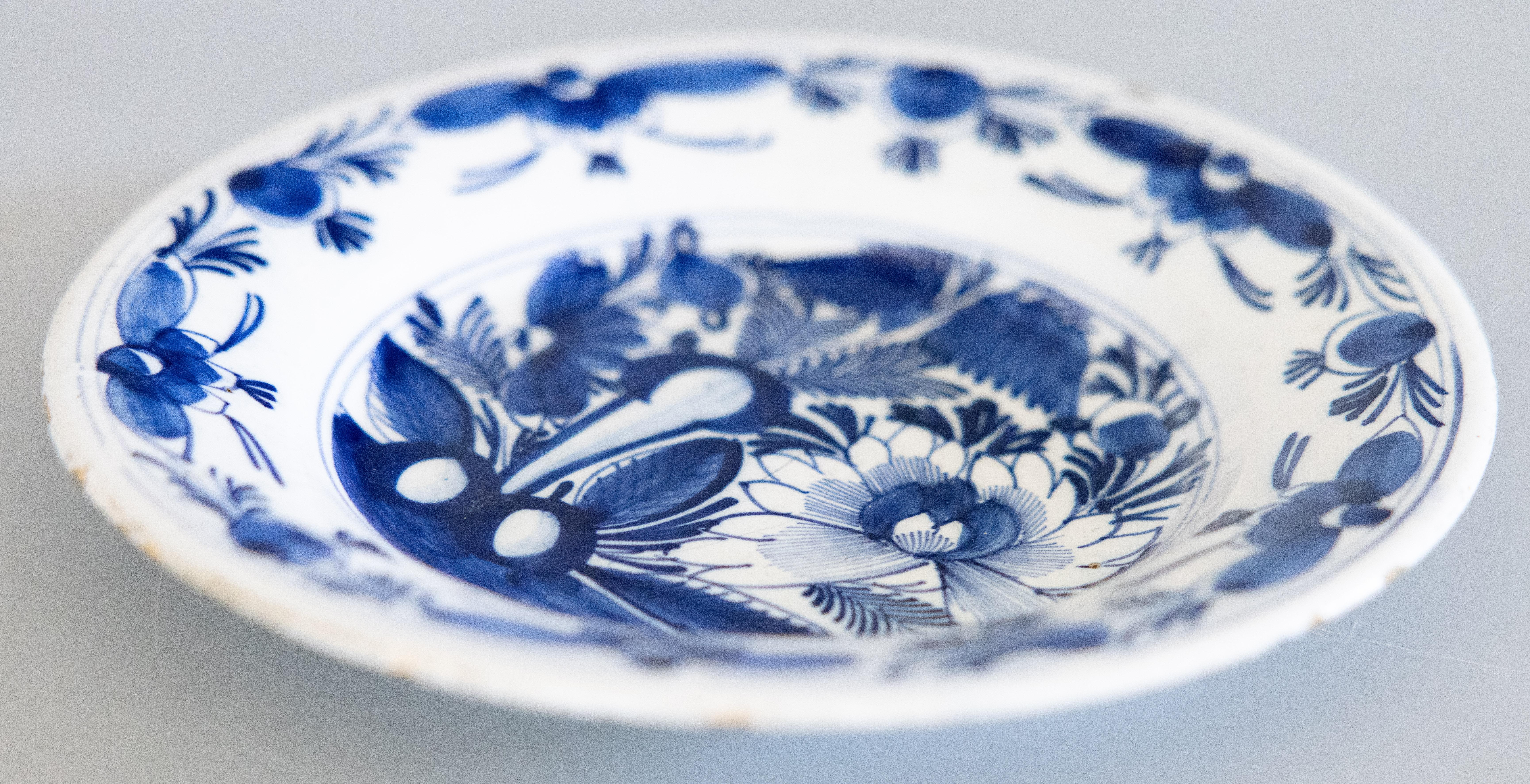 Antique 18th Century Delft Dutch Floral Plates - a Pair 2