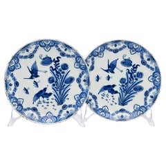 Antique 18th Century Delftware Plates by Johannes van Lockhorst, Chinoiserie