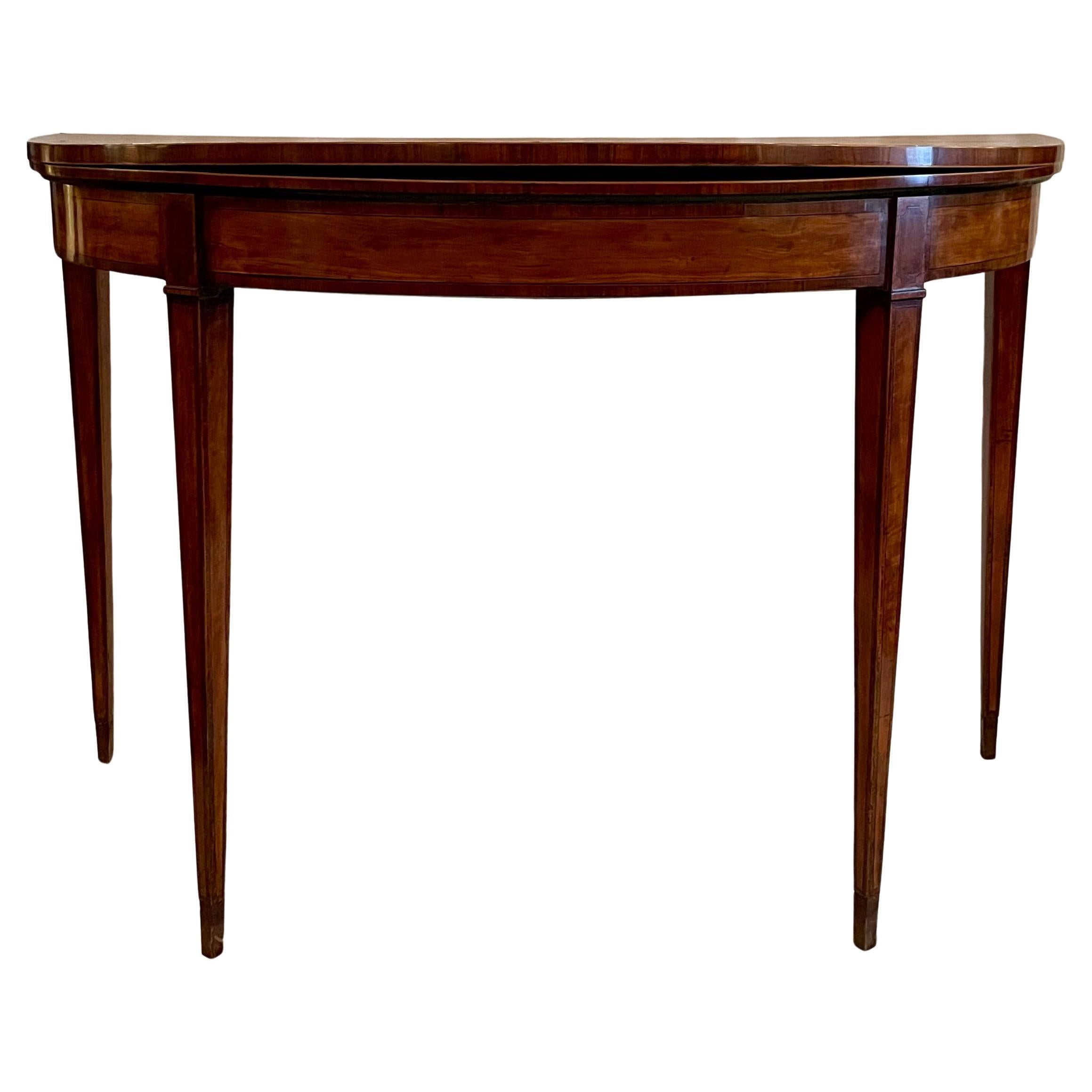 Acajou Ancienne table console Demi-Lune du 18ème siècle en vente