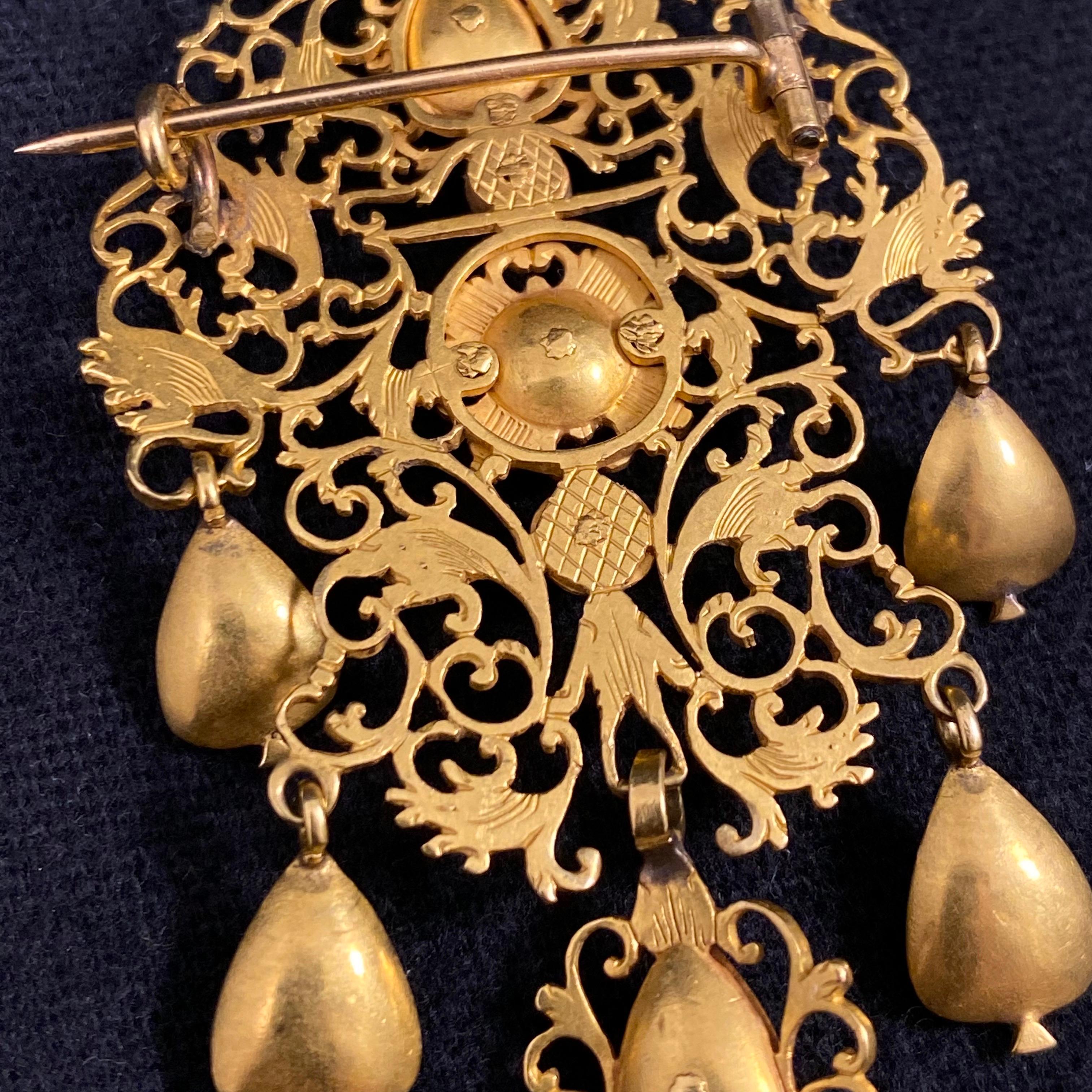 Antiker Diamant-Sequile-Anhänger/Brosche aus Gelbgold, 18. Jahrhundert, Portugiesisch 1700er Jahre im Angebot 9