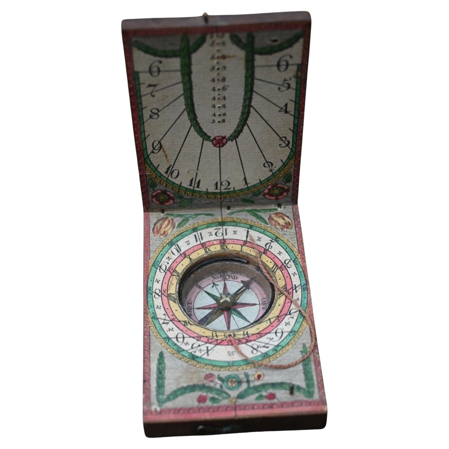 Antikes Diptychon-Porträt Sundial und Kompass aus dem 18. Jahrhundert von Beringer