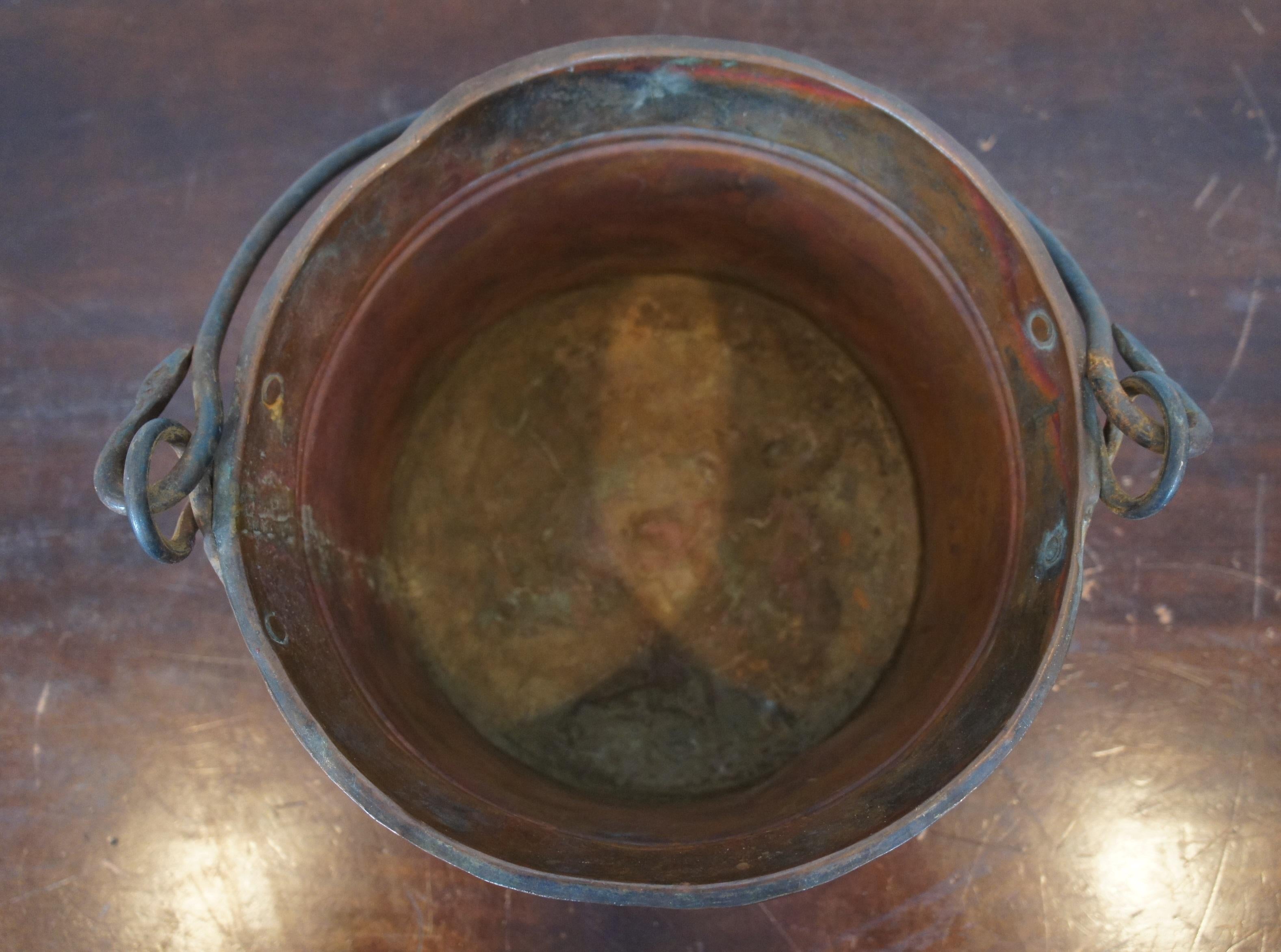 Rustic Antique 18th Century Dovetailed Copper Bucket Pail Cauldron Pot