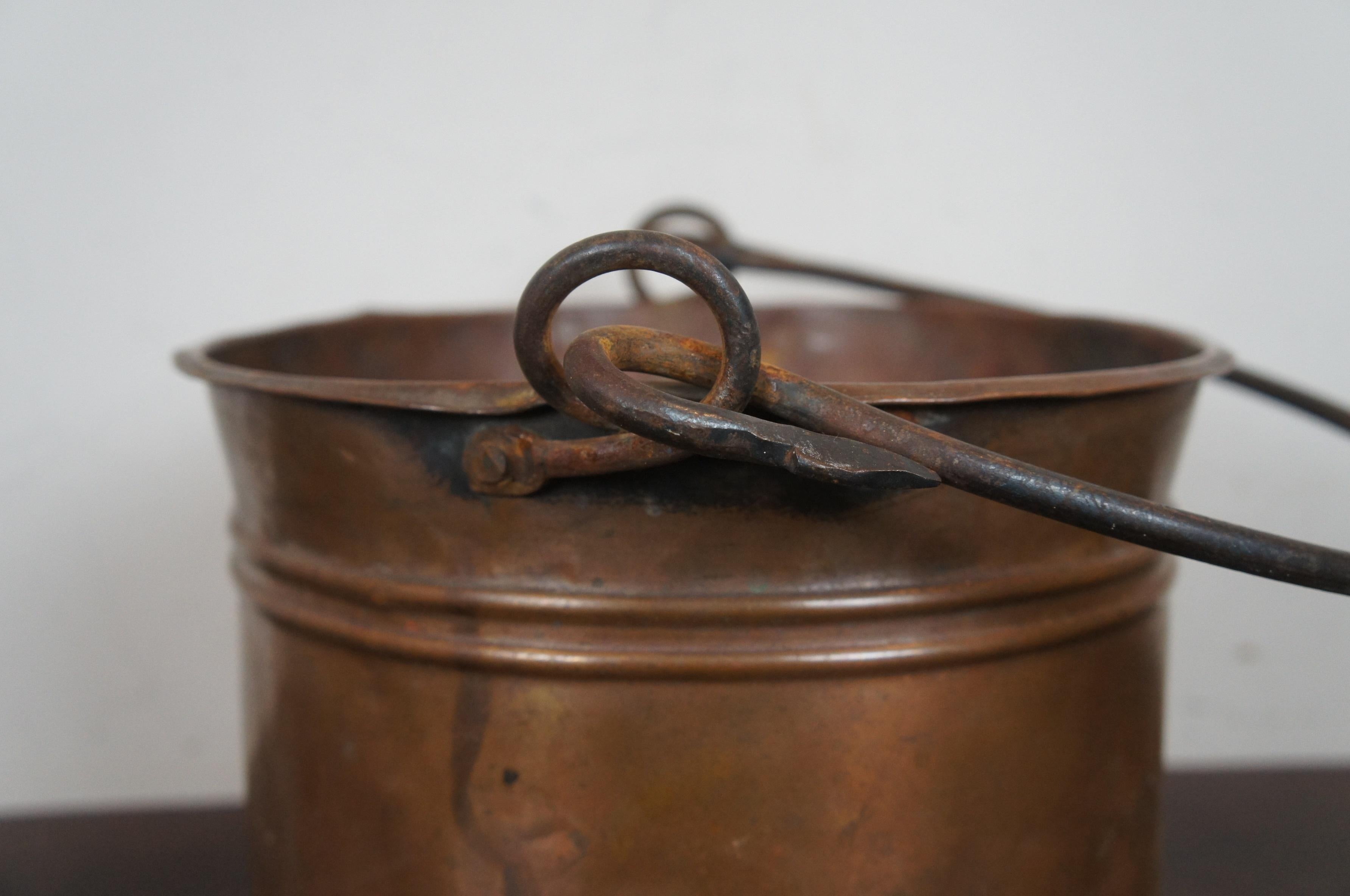 18th Century and Earlier Antique 18th Century Dovetailed Copper Bucket Pail Cauldron Pot