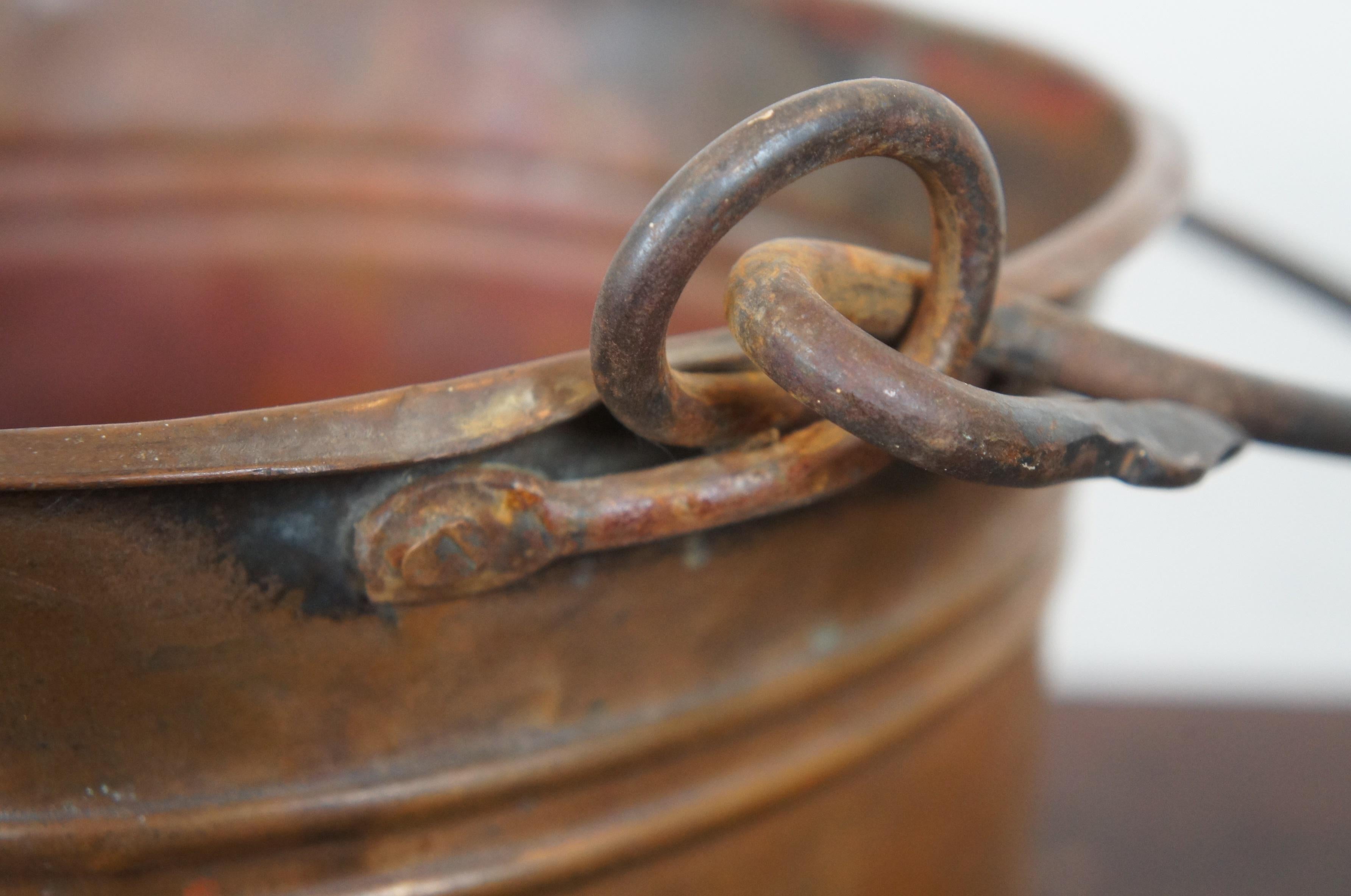 Antique 18th Century Dovetailed Copper Bucket Pail Cauldron Pot 1