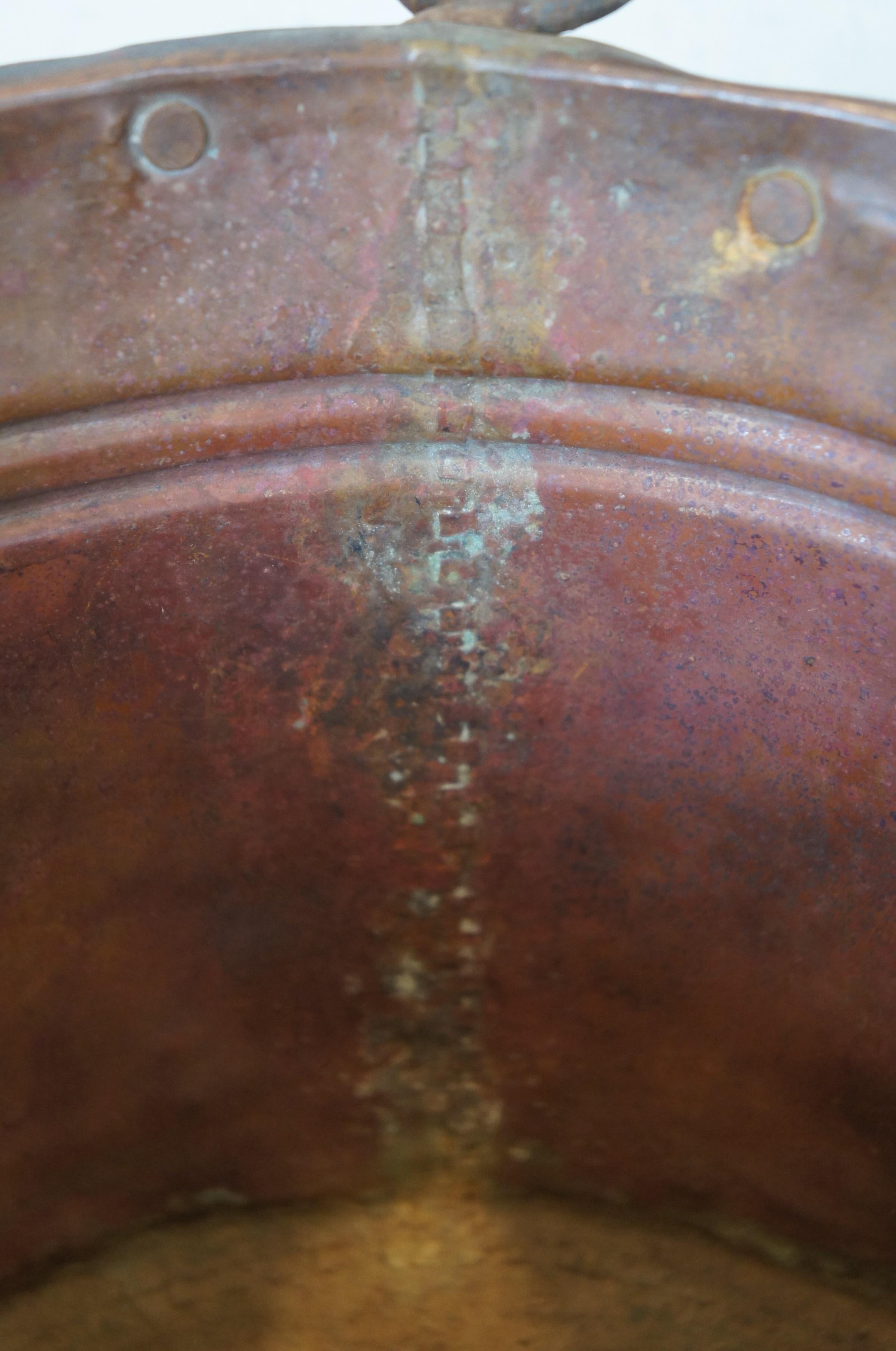 Antique 18th Century Dovetailed Copper Bucket Pail Cauldron Pot 3