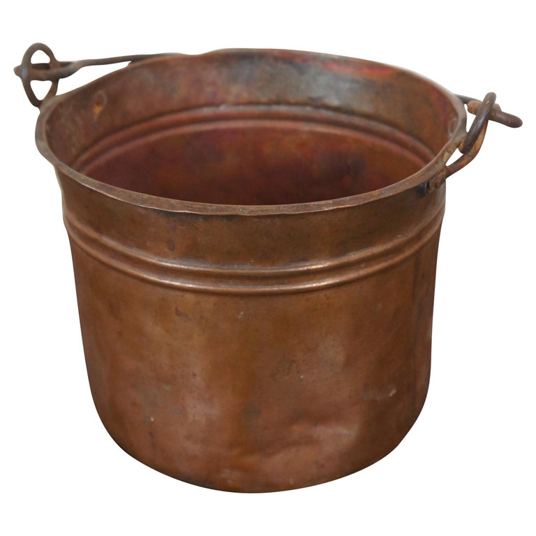 Antique 18th Century Dovetailed Copper Bucket Pail Cauldron Pot For