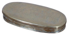 18th Century Dutch Brass Oval Etched Snuff Tobacco Trinket Box 5"