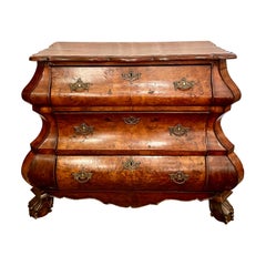 Antique 18th Century Dutch Burled Walnut Commode, Circa 1740-1780.