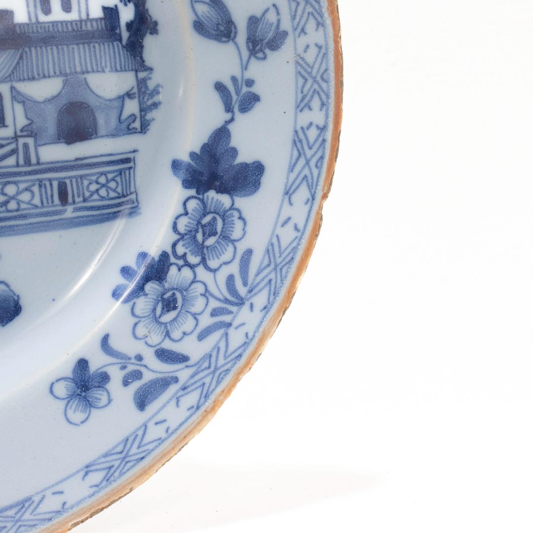 Antique 18th Century Dutch Delft Chinoiserie Plate  For Sale 6