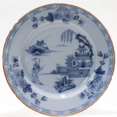 Antiker niederländischer Delft Chinoiserie-Teller aus dem 18.