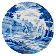 Antique 18th century Dutch Delft Earthenware Plate Based Month of August Porc