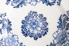 Antique 18th Century Dutch Delft Faience Floral Large Plate or Charger