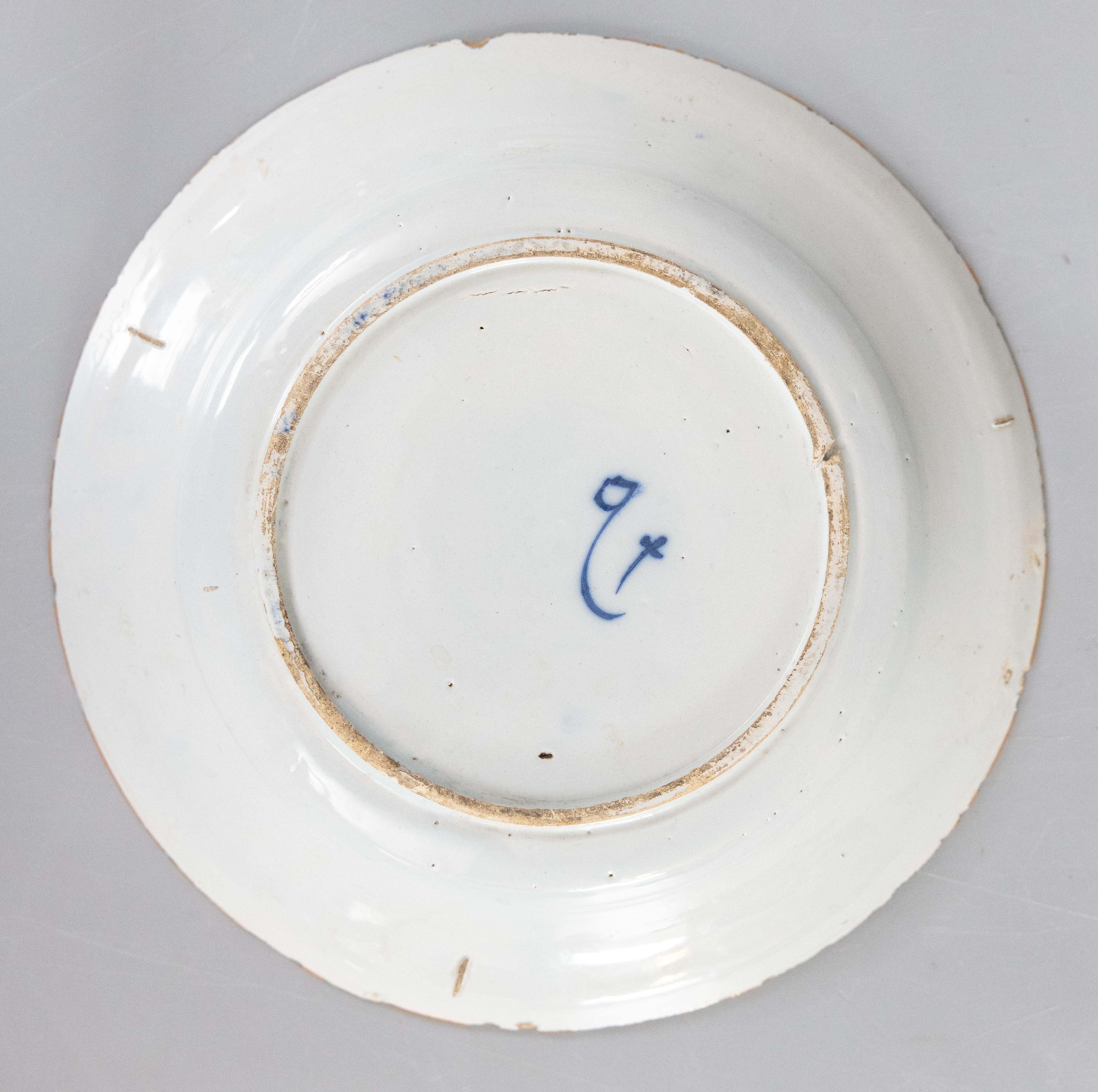 Antiguo Plato o Cargador Floral Holandés de loza de Delft del Siglo XVIII siglo XVIII y antes en venta