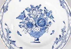 Antique 18th Century Dutch Delft Faience Floral Plate