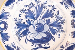 Antique 18th Century Dutch Delft Faience Floral Plate
