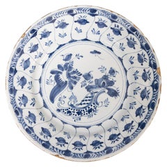 Antique 18th Century Dutch Delft Faience Floral Plate
