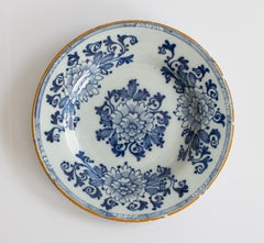 Pair of 18th Century Dutch Delft Faience Floral Plates