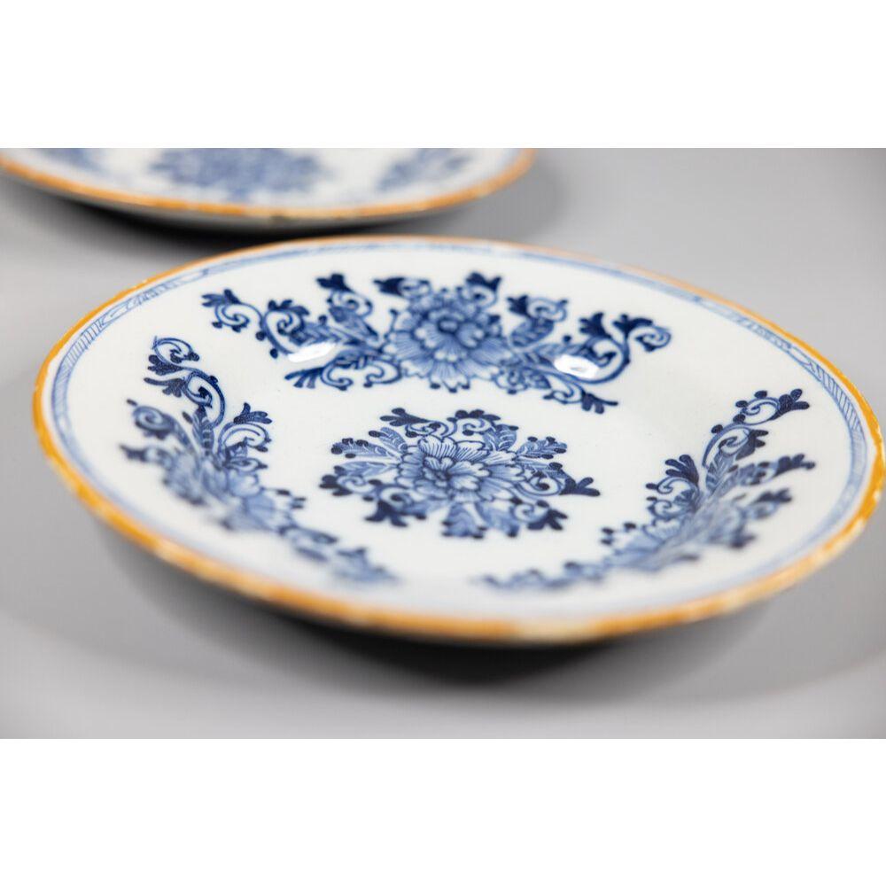 18th Century and Earlier Antique 18th Century Dutch Delft Floral Plates, A Pair