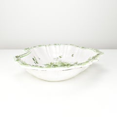 Antique 18th Century Dutch Delft or Samadet Green Faience Barber's Bowl