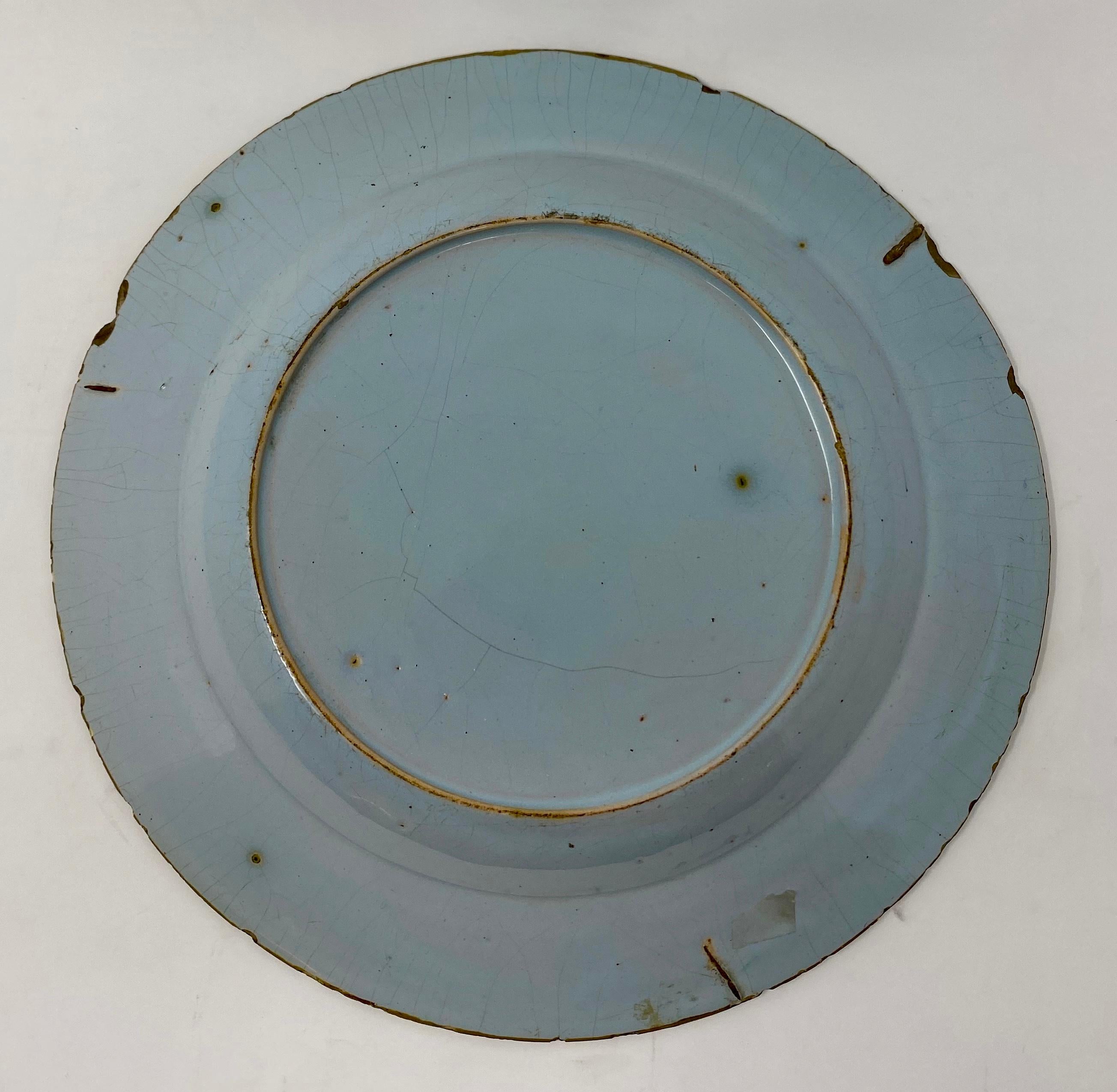 Antique 18th Century Dutch Delft Porcelain Plate For Sale 2