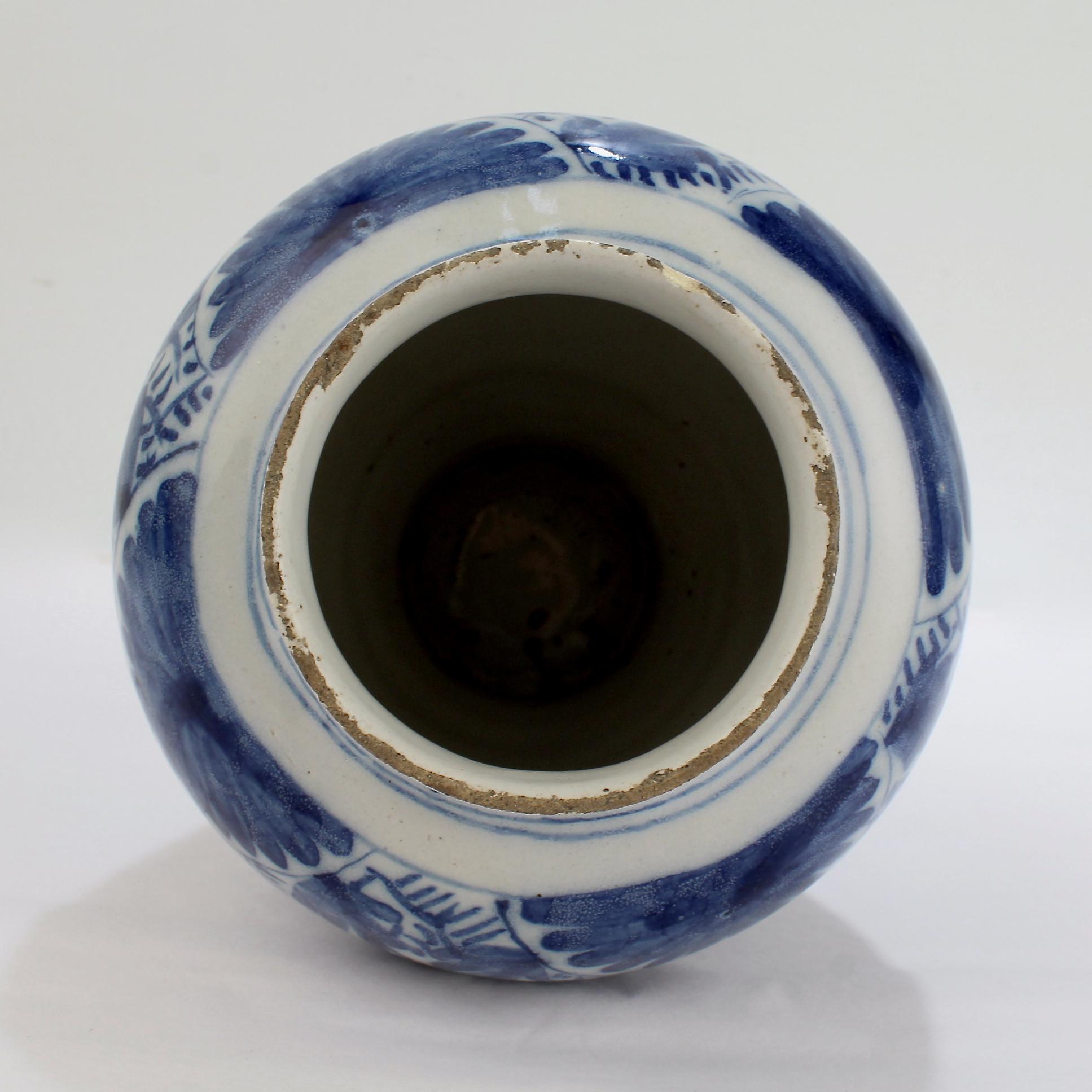 Antique 18th Century Dutch Delft Pottery Jar or Vessel 5