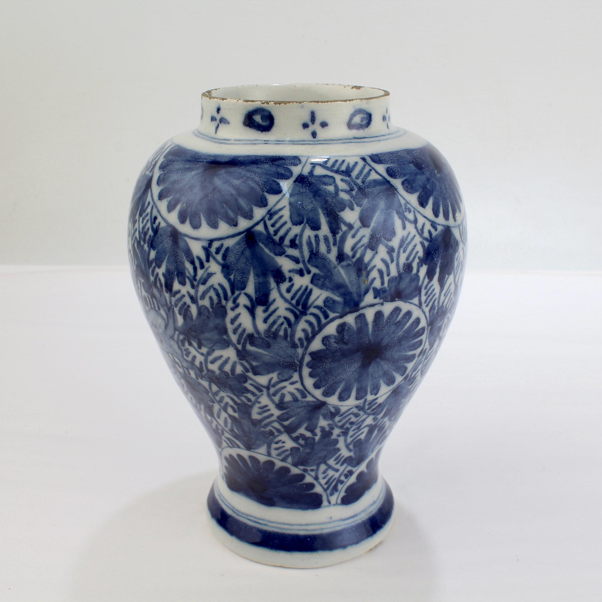 18th Century and Earlier Antique 18th Century Dutch Delft Pottery Jar or Vessel