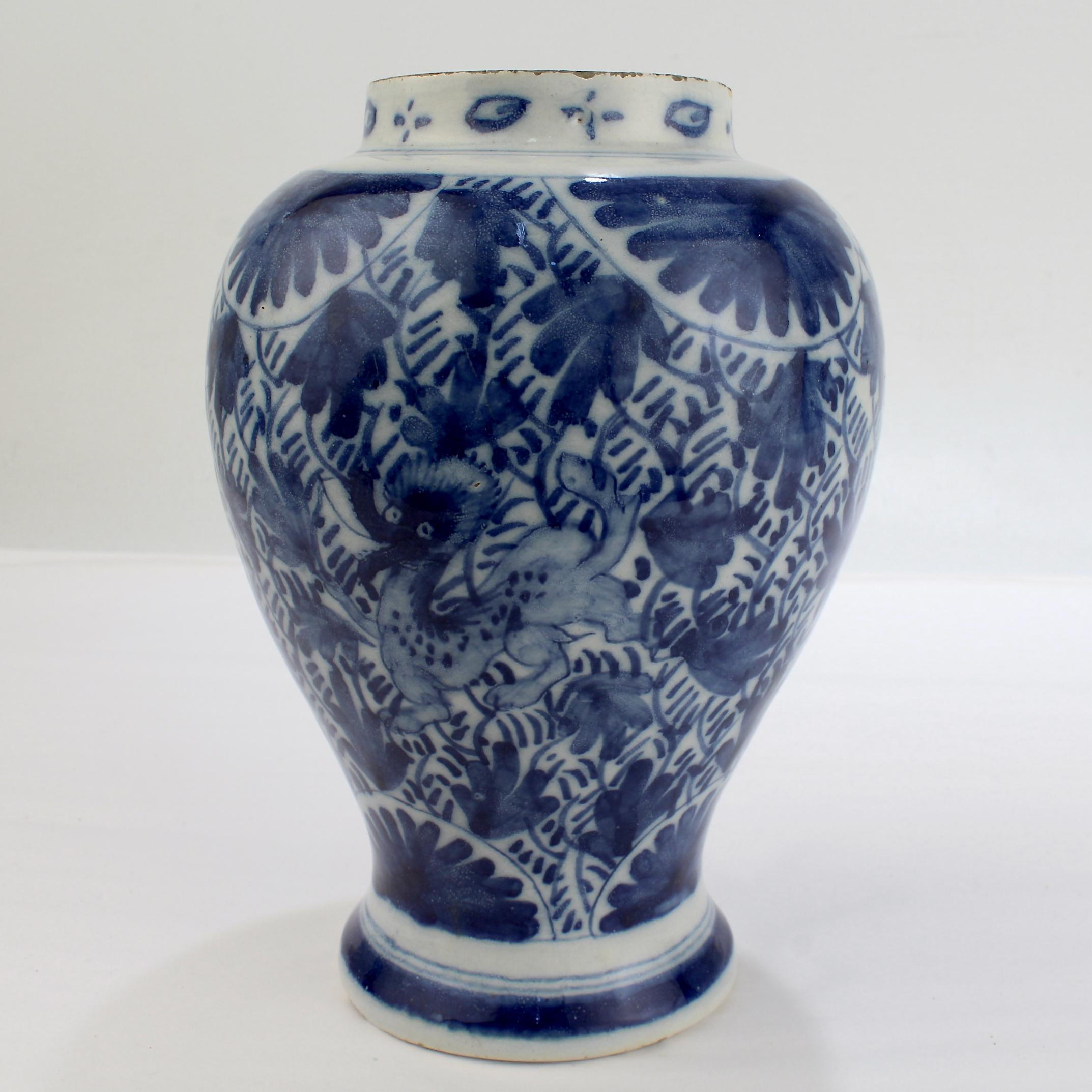 Antique 18th Century Dutch Delft Pottery Jar or Vessel 1