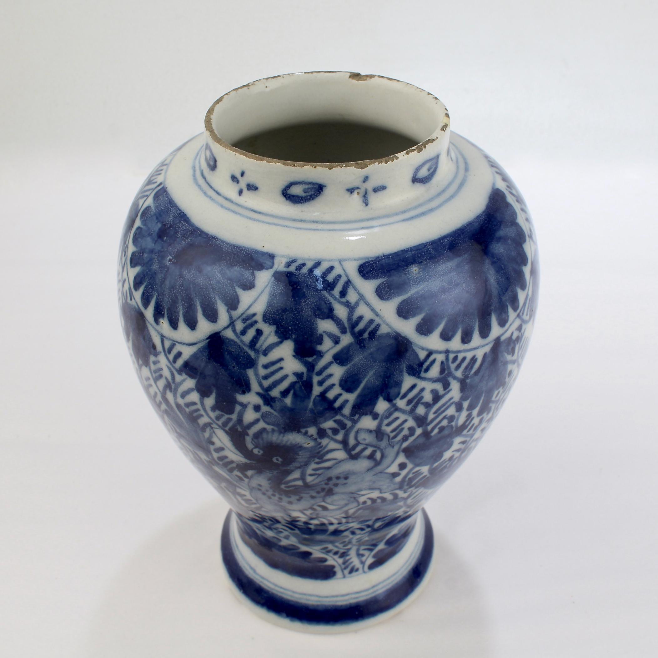 Antique 18th Century Dutch Delft Pottery Jar or Vessel 3