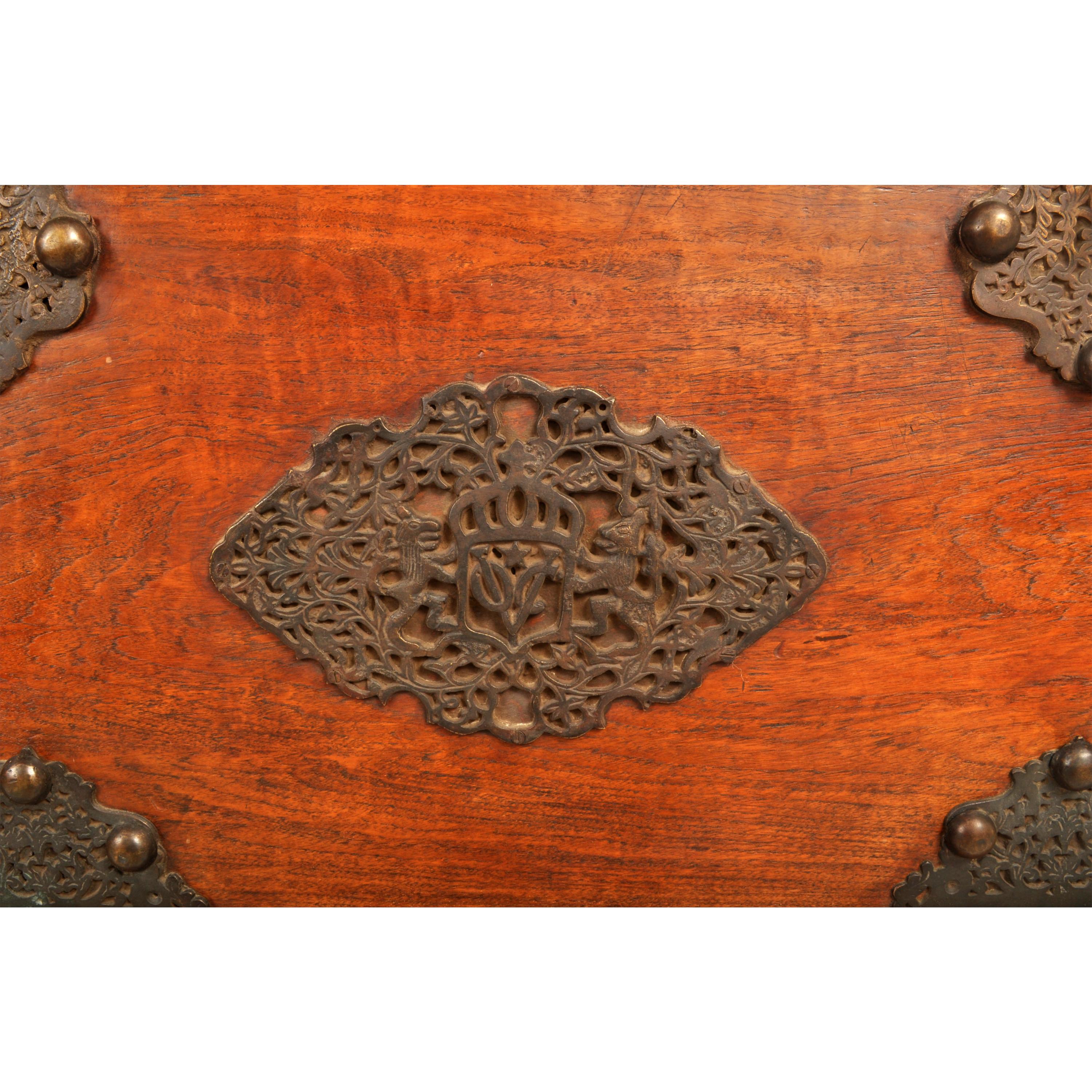Antique 18th Century Dutch East India Company VOC Carved Teak Governor's Chest 6