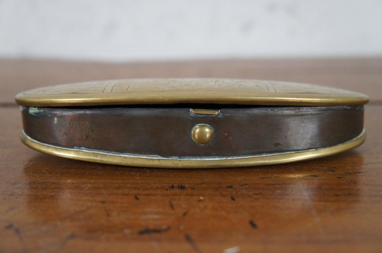 Antique 18th Century Dutch Etched Oval Brass Tinder Tobacco Snuff Box ...