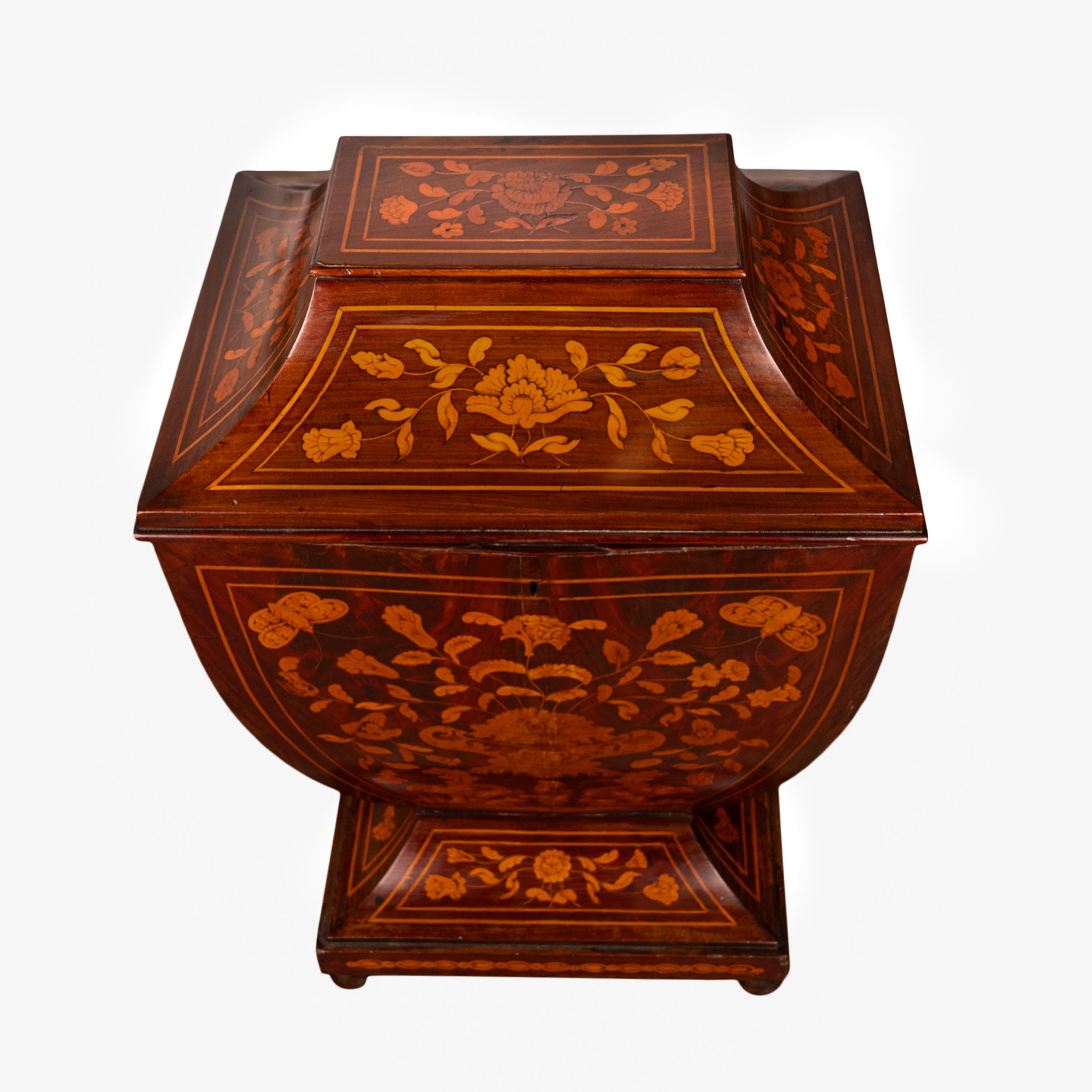 Antique 18th Century Dutch Marquetry Bombe Shaped Wine Cellerette Cooler 1760 For Sale 4