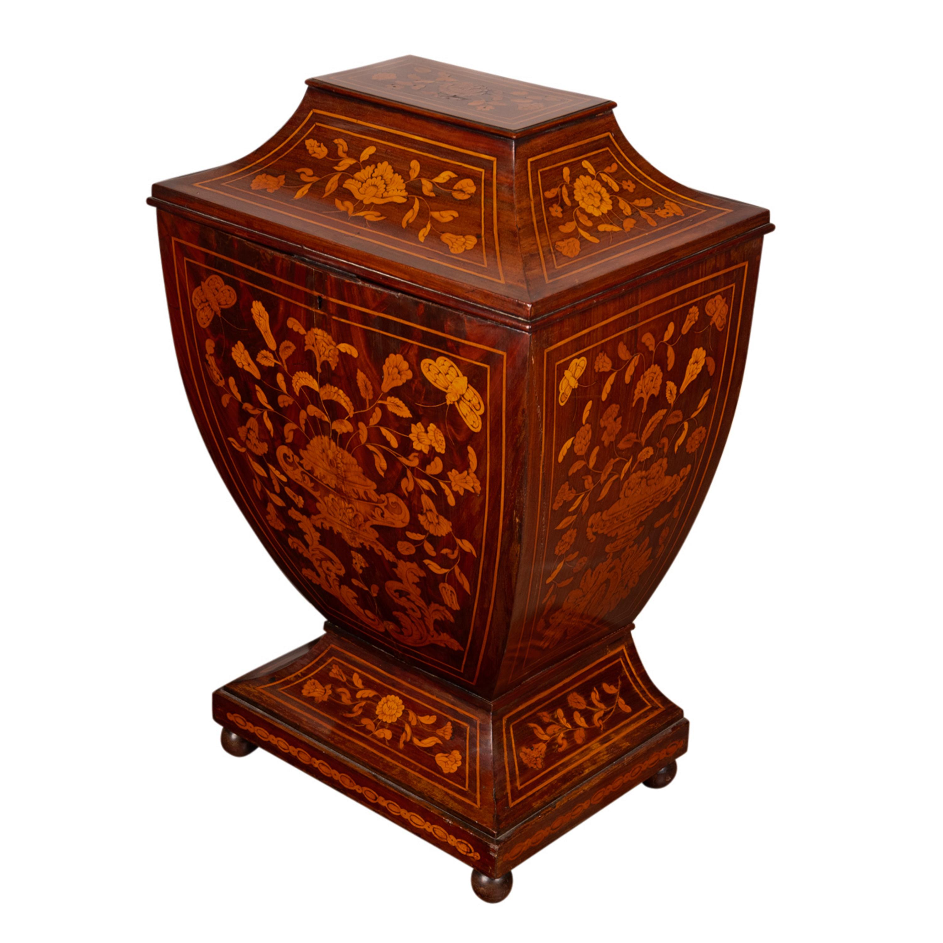 Antique 18th Century Dutch Marquetry Bombe Shaped Wine Cellerette Cooler 1760 For Sale 5