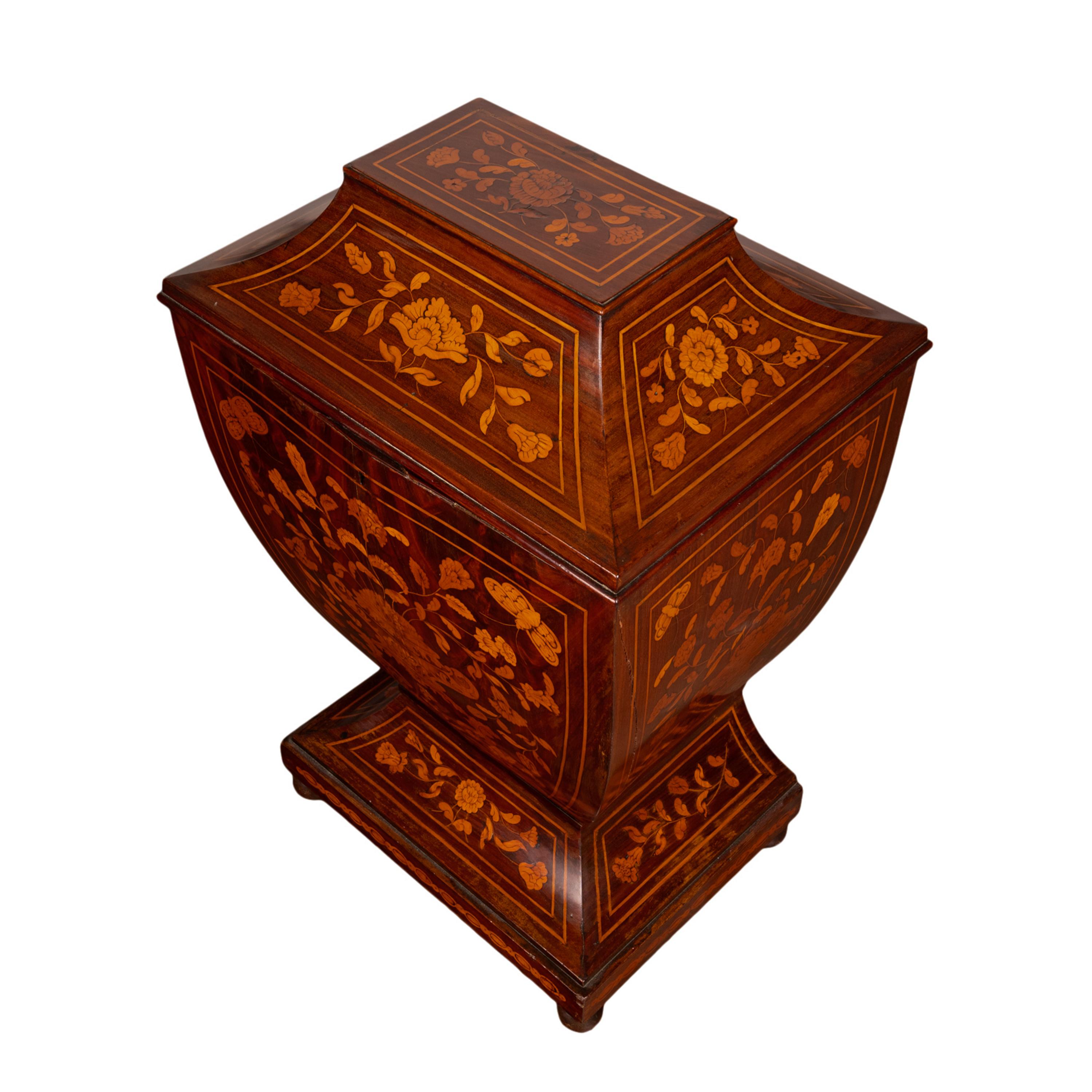 Antique 18th Century Dutch Marquetry Bombe Shaped Wine Cellerette Cooler 1760 For Sale 6