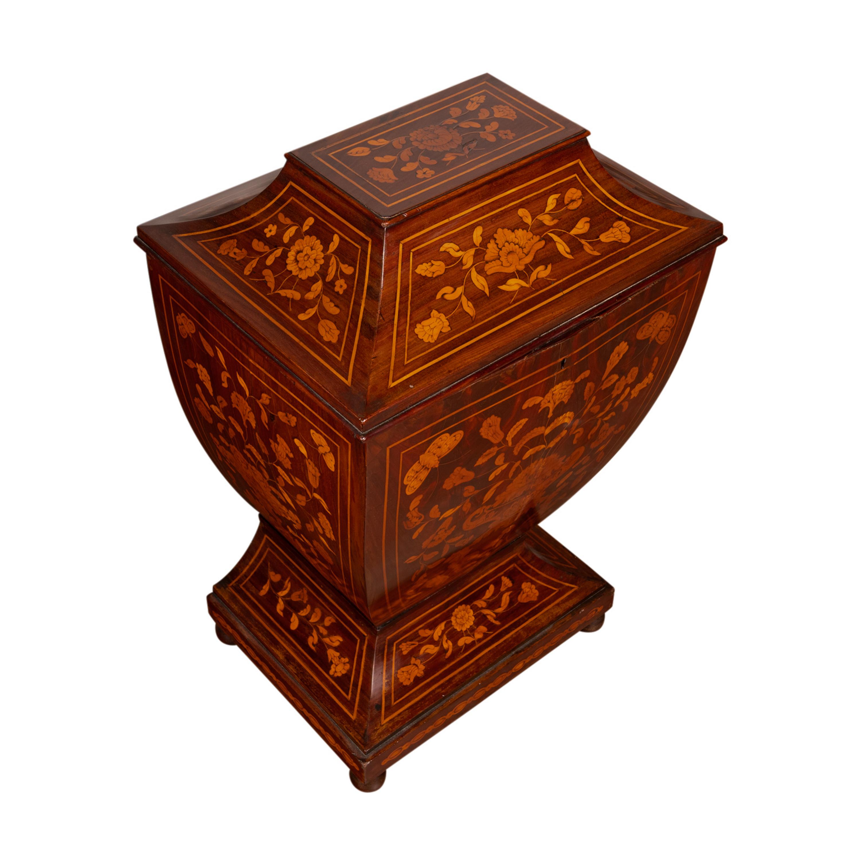 Antique 18th Century Dutch Marquetry Bombe Shaped Wine Cellerette Cooler 1760 For Sale 7