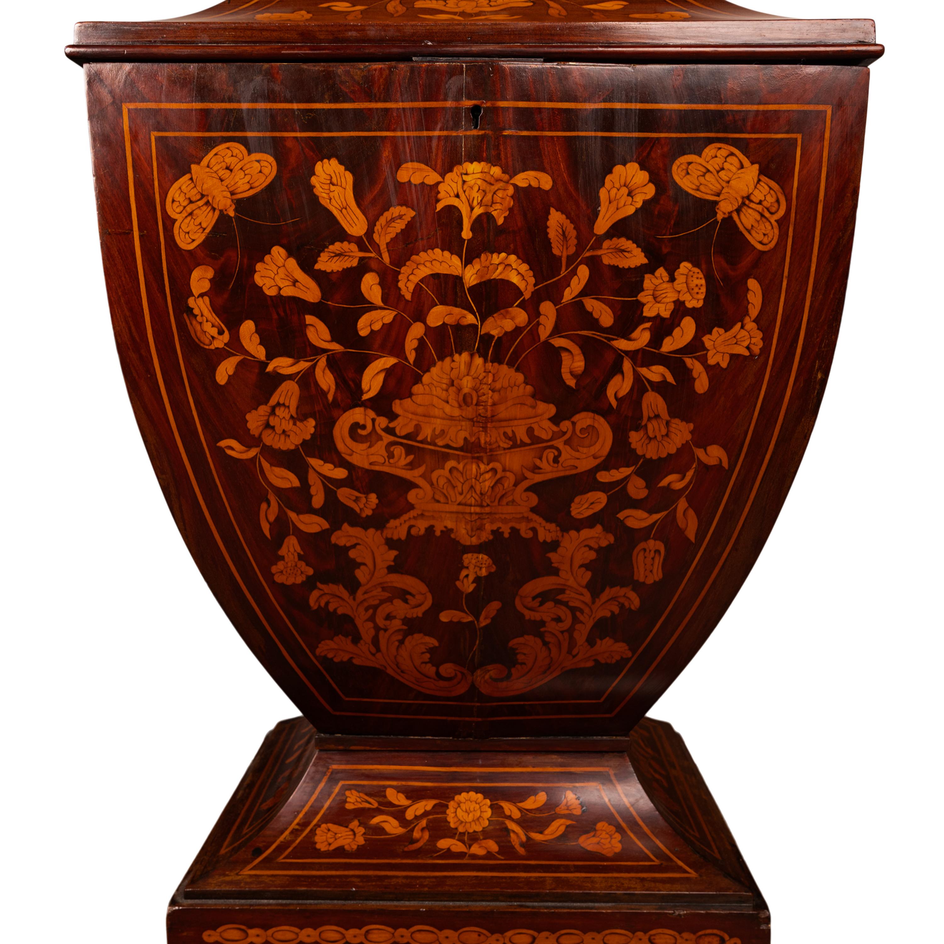 Antique 18th Century Dutch Marquetry Bombe Shaped Wine Cellerette Cooler 1760 For Sale 8