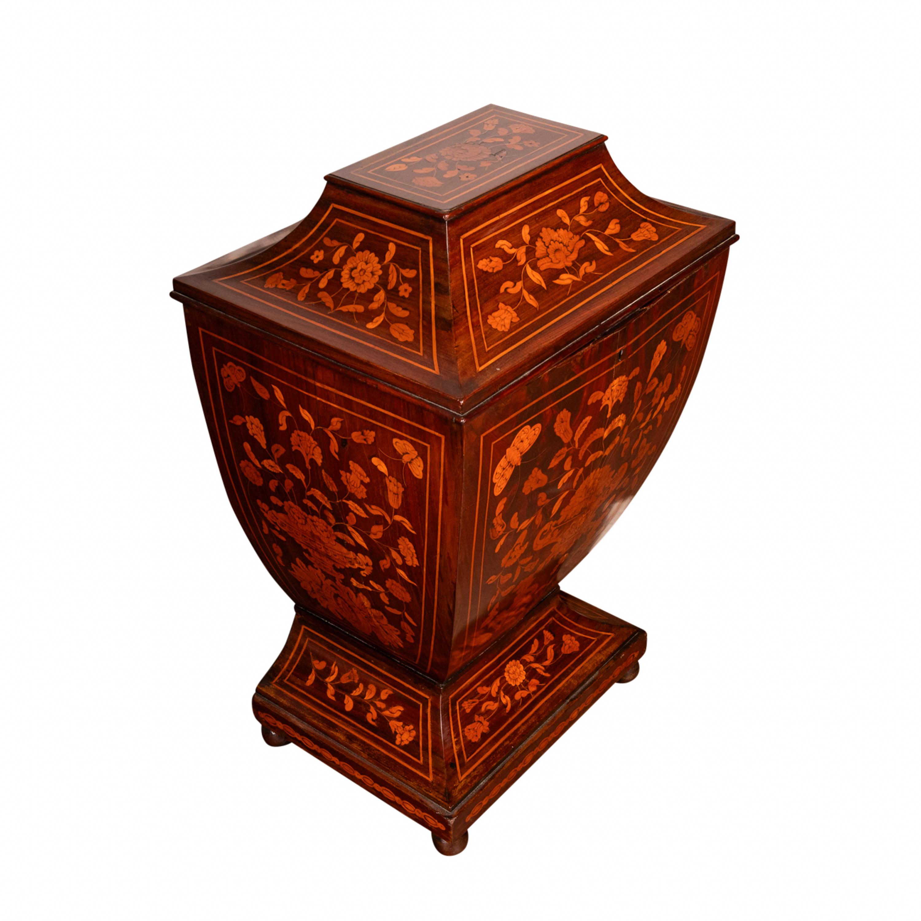 Antique 18th Century Dutch Marquetry Bombe Shaped Wine Cellerette Cooler 1760 For Sale 3