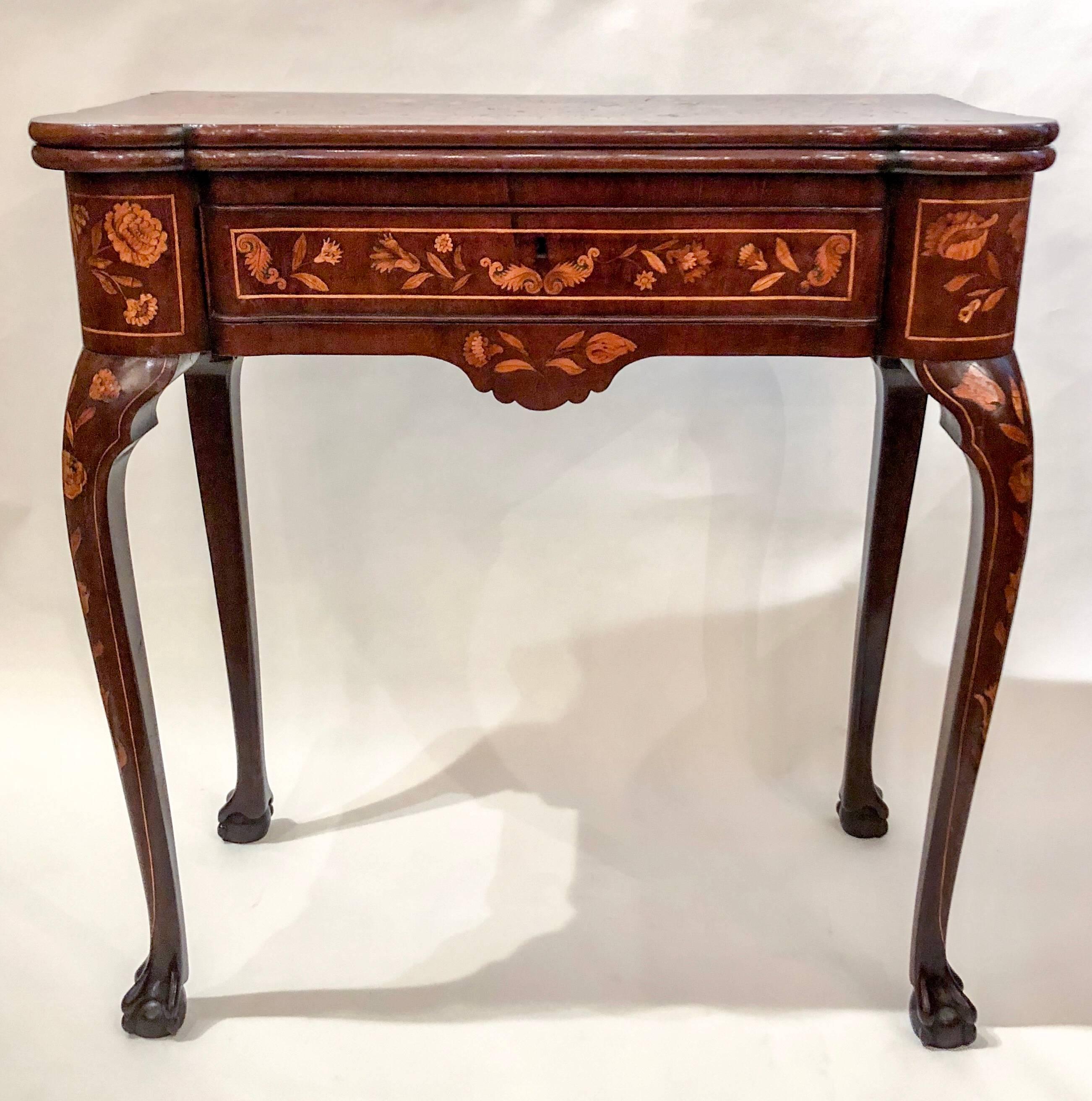 Antique 18th century Dutch marquetry console card table. A very handsome piece of furniture. Table is 14