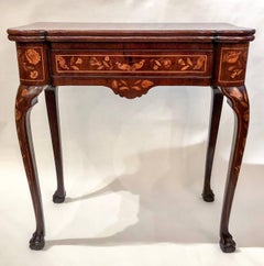 Antique 18th Century Dutch Marquetry Console Card Table